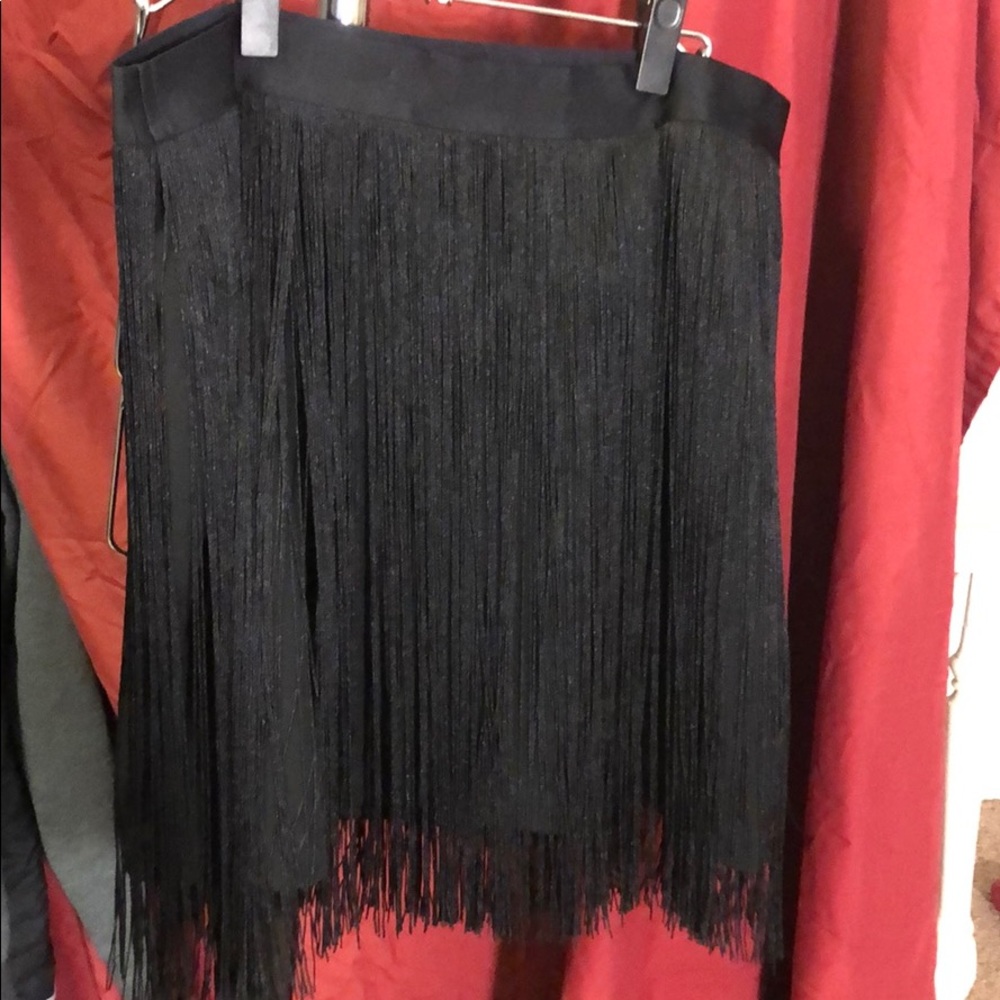 Express black fringe skirt